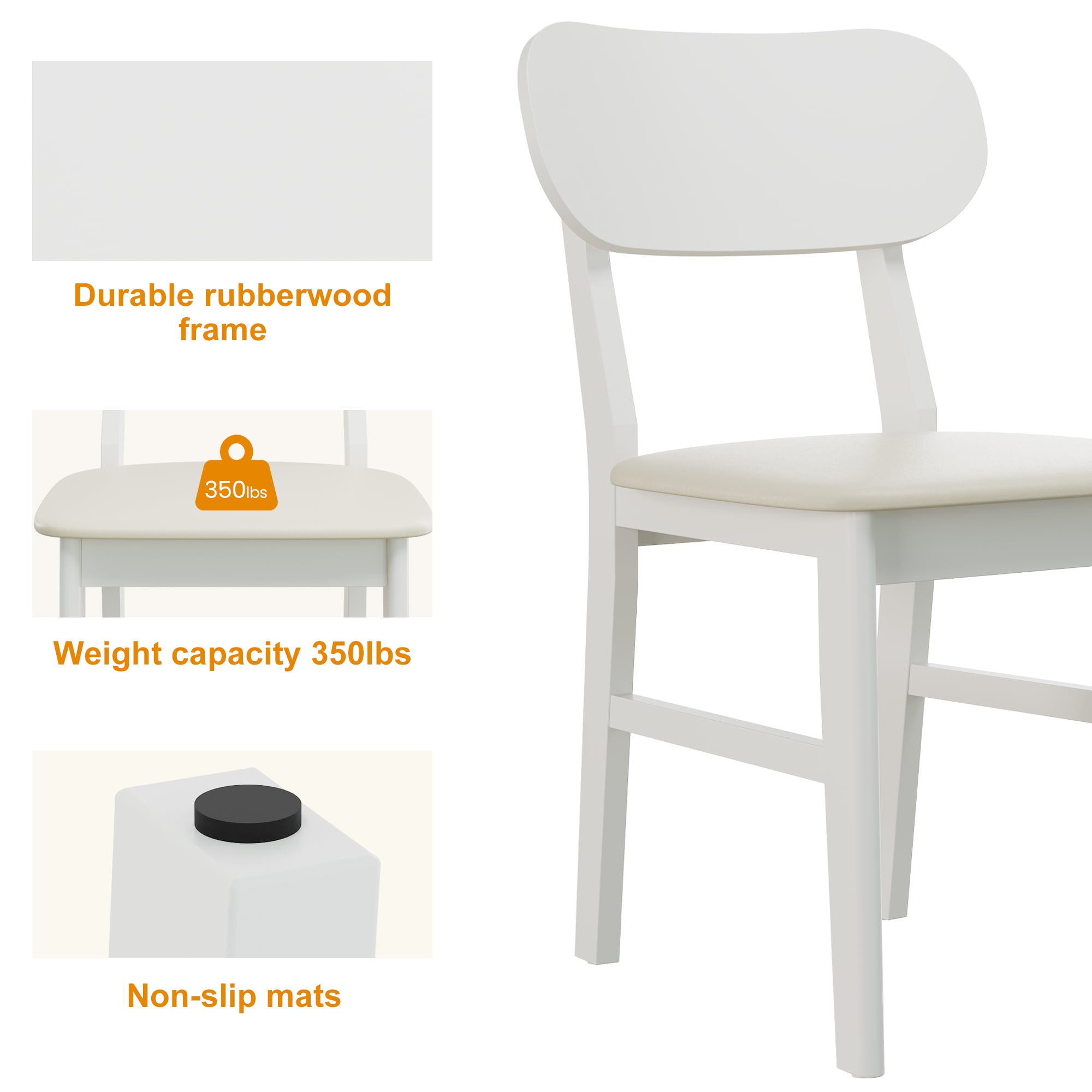Modern Wooden Dining Chairs Set Of 2 With Solid Wood Legs White_voghion.com